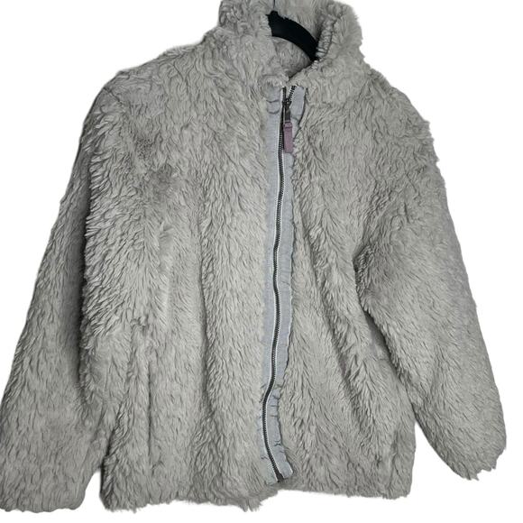 Patagonia Girls 12 Lunar Frost Jacket Coat Gray Fleece Faux Fur Full Zip 68595 - Picture 2 of 9